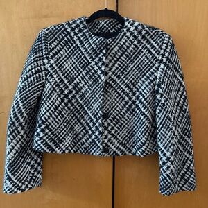 Christian Dior Black and White Plaid Wool Blazer